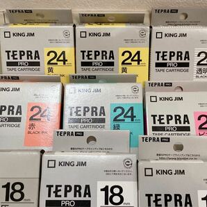 新品未使用品 KING JIM TEPRA PRO テープカートリッジ カートリッジ 黄 白 透明 赤 緑 ピンク 紫 青 蛍光イエロー 転写 テプラ 大量まとめの画像2