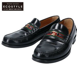 GUCCI Gucci 644724 GG Sherry линия кожа Loafer / черный 6 1/2 обувь кожа мужской б/у 