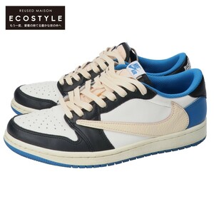 美品/ NIKE ナイキ Travis Scott ｘ Fragment DM7866-140 Air Jordan 1 Low OG SP Military Blue スニーカー/ シューズ 25 メンズ