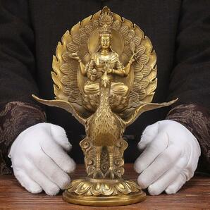 強くお勧め★純銅 手作り 工芸品 置物を置く収蔵品 仏像 仏教 孔雀明王の画像6
