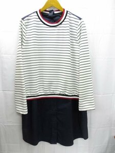 美品★ZARA◎ザラ/切替ワンピース/ボーダー柄/ホワイト/ネイビー/XLサイズ