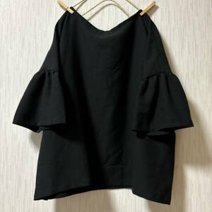 * hand made * natural! shoulder .. sleeve common easy blouse black cotton black 