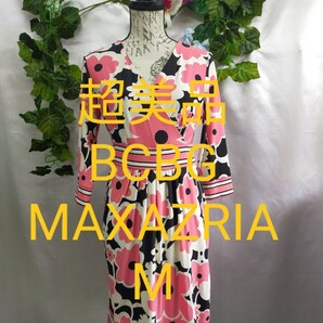 超美品 BCBGマックスアズリアー ワンピース M レーヨンスムース花柄