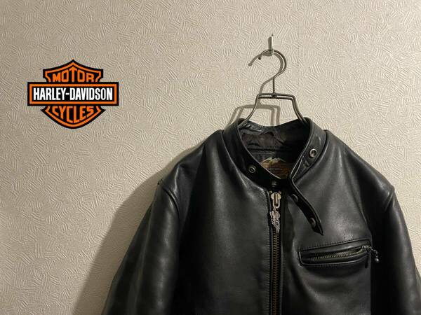 ◯ Vintage HARLEY DAVIDSON レザー シングル ライダース ジャケット / ハーレーダビッドソン ブラック 黒 XS Mens Ladies #Sirchive