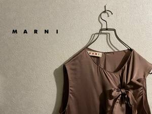 ◯イタリア製 MARNI ノースリーブ リボン ブラウス / マルニ レーヨン アシンメトリー ピンクベージュ 42 Ladies #Sirchive