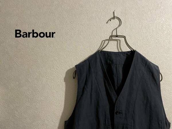 ◯ Barbour リネン × コットン バックルバック ベスト / バブアー ネイビー 紺 38 Mens #Sirchive