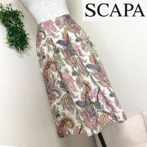 SCAPAスキャパの刺繍の美しいジャガードスカート38
