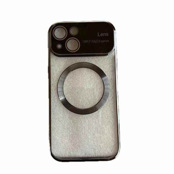 iPhone15 用ケース MagSafe対応 カメラレンズ保護大型ビューウィンドウ ブラック