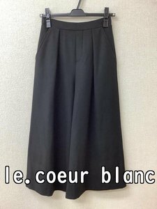 le.coeur blanc ルクールブラン タグ付き未使用 ツイードライク ワイドクロップドパンツ ウエストゴム サイズ36