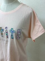 アフターヌーンティー タグ付き未使用 ピンクTシャツ 花柄ロゴ刺繍 サイズMR(バスト82-90_画像2