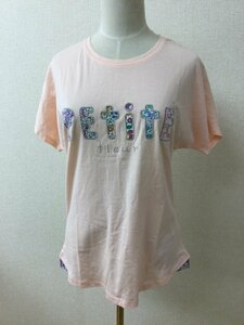 アフターヌーンティー タグ付き未使用 ピンクTシャツ 花柄ロゴ刺繍 サイズMR(バスト82-90