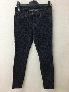 J BRAND ローズバッド ストレッチデニムパンツ インディゴ色に黒フロッキープリント サイズ25