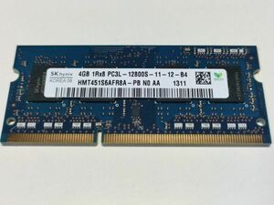 【動作確認済み】hynix DDR3L 4GB×1 PC3L-12800S SO-DIMM HMT451S6AFR8A 低電圧【1311】