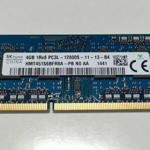 【動作確認済み】hynix DDR3L 4GB×1 PC3L-12800S SO-DIMM HMT451S6AFR8A 低電圧【1441】の画像1
