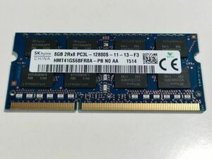 【動作確認済み】hynix ノートPC用 メモリー DDR3L-1600 PC3L-12800S 8GB×1枚 合計8GB 動作確認済 1週間保証 HMT41GS6BFR8A【1514】