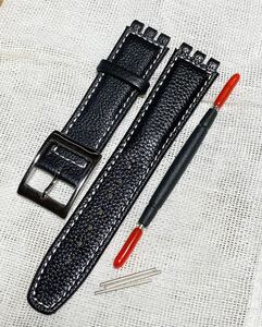 17 -миллиметровая кожаная лента Swatch Black for Swatch