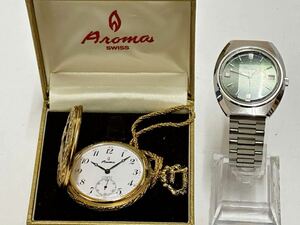1円スタート / 稼働品 / Aroma アロマ 腕時計 懐中時計 まとめ 手巻き 17石 スモールセコンド スモセコ ブランド腕時計 メンズ