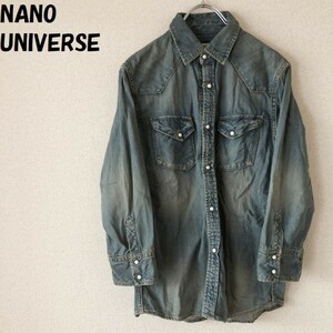 【人気】NANO UNIVERSE/ナノ・ユニバース デニムシャツ サイズM ウエスタンシャツ 両ポケット/1881