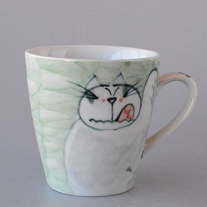 Art hand Auction 手描き猫 マグカップ mg001, 茶器, マグカップ, 陶磁製