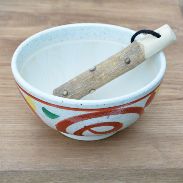 Hand-painted swirl/mortar/pestle sba015, tableware, Japanese tableware, bowl