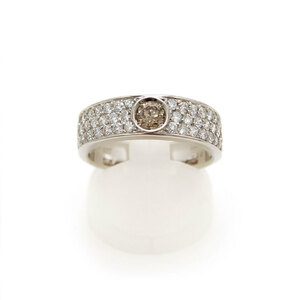 Подержанное кольцо Beauty New Finished Pt900 Brown Diamond Pavé Diamond Ring No. 17.5 с сертификатом подлинности Ювелирные изделия Платина Бриллиантовая огранка