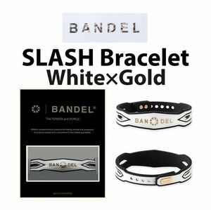 新品 BANDEL スラッシュ ブレスレット 白×ゴールド L-XLサイズ