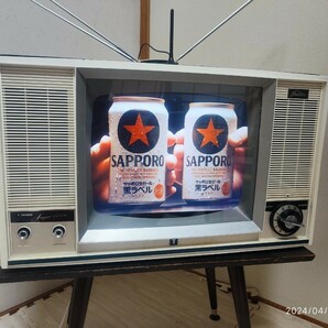 【希少】昭和レトロ 東芝真空管テレビ改造品 専用テーブル付 地デジ見れます。アンティーク 当時物の画像5