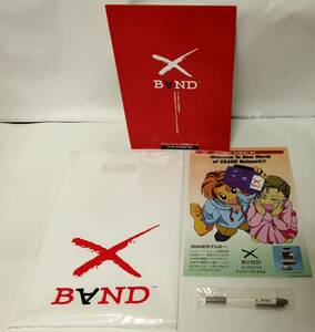 「XBAND」チラシ(パンフレット)、バッグ、ペン (PLATINUM PREPPY、エックスバンド、カタパルト、スーパーファミコン)