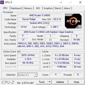 AMD Ryzen 2400G AM4 中古 3.6(3.9)GHz/グラフィック内蔵/4コア/L3:4MB/TDP65Wの画像6