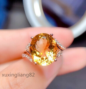 高純度 マディラシトリン 指輪 レディース イエロー ダイヤモンド ピカピカ ジルコン 真の輝く アクセサリー フリーサイズ