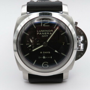 4K066SZ◎パネライ PANERAI ルミノール1950 8デイズ GMT OP7009 シルバー/ブラック文字盤 腕時計◎中古の画像1
