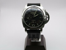 4K066SZ◎パネライ PANERAI ルミノール1950 8デイズ GMT OP7009 シルバー/ブラック文字盤 腕時計◎中古_画像4