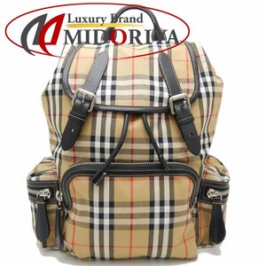 BURBERRY バーバリー 40759731 リュック・バックパック ノバチェック コットンキャンバスxレザー ベージュ/251642【中古】