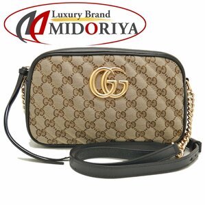 GUCCI グッチ チェーンショルダーバッグ 447632 GGマーモント GGキャンバスxレザー ベージュ ブラック/251623【中古】