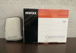 #15546 【PENTAX】 ペンタックス Optio H90 コンパクト デジタルカメラ セラミックホワイト 箱付 画面黒丸あり 現状品