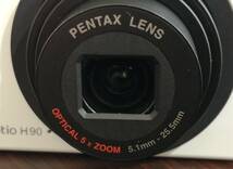 #15546 【PENTAX】 ペンタックス Optio H90 コンパクト デジタルカメラ セラミックホワイト 箱付 画面黒丸あり 現状品_画像5