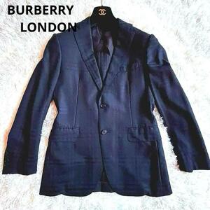 【美品】バーバリーロンドン BURBERRY LONDON シルク 絹混 シャドーチェック テーラードジャケット