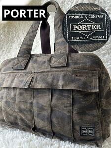 【美品】PORTERポーター 70周年記念モデル ボストンバッグ 迷彩カモフラ　大容量