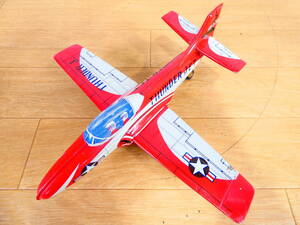 ◎ジャンク 当時もの レトロ玩具 ブリキ玩具 フリクション 飛行機 サンダージェット FX-109 全長約23.5cm/翼長約24.5cm 動作確認済 ＠80(3)