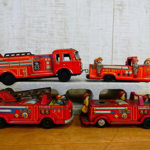 ◎ジャンク 当時もの レトロ玩具 ブリキ玩具 消防車両 14台セット まとめて サイズいろいろ 約2kg 詳細不明 破損・欠損あり ＠100(3)の画像5