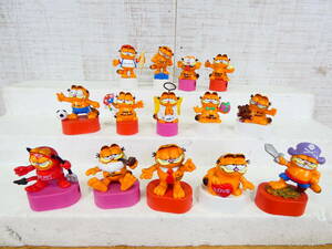 ◎ジャンク 当時もの Garfield/ガーフィールド PVCフィギュア付鉛筆削り 14個セット 全高約8cm前後 動作未確認 ぽっちゃりネコ ＠60(4)