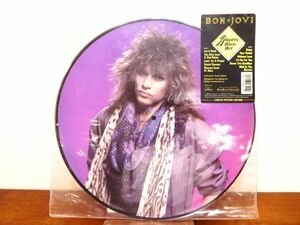 S) BON JOVI ボン・ジョヴィ 「 SLIPPERY WHEN WET 」 LPレコード ピクチャー盤 B30 B221 M1 @80 (R-6)