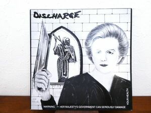 S) DISCHARGE 「 WARNING：HER MAJESTY'S GOVERNMENT CAN SERIOUSLY DAMAGE YOUR HEALTH 」 12inchレコード UK盤 PLATE 5 @80 (R-4)
