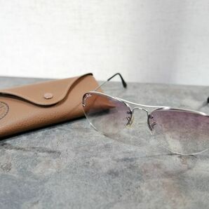 ■⑤Ray Ban レイバン サングラス リムレスアビエーター RB 3214 003/58 59□14 ケース付き 現状品＠送料520円の画像1