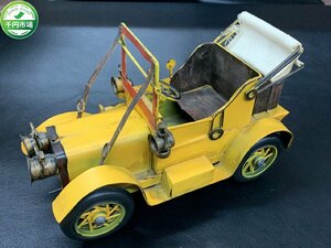 【Y-9817】ヴィンテージ ブリキ 模型 自動車 トラック イエロー系黄色系 クラシックカー ブリキオブジェ レトロ【千円市場】