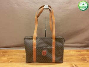 【O-6393】ヴィンテージ CELINE セリーヌ マカダム トートバッグ MC97/2 ハンドバッグ ブラウン系 オールド ショルダー【千円市場】