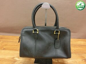 【N-6098】COACH コーチ 9871 オールドコーチ ヴィンテージ レザー 2WAY ハンドバッグ ショルダー ブラック系 ヴィンテージ【千円市場】