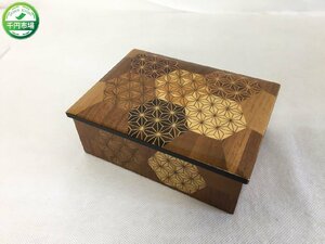 [D-1751]. tree skill? case jewelry case accessory case wooden gem box box accessory box [ thousand jpy market ]