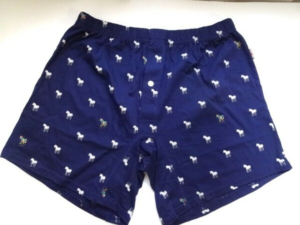 新品未使用 ポールスミス Paul Smith ニットトランクス　L　　マルチ　ゼブラ　KNITTED TRUNKS　ネイビー PAUL SMITH 1つボタン　