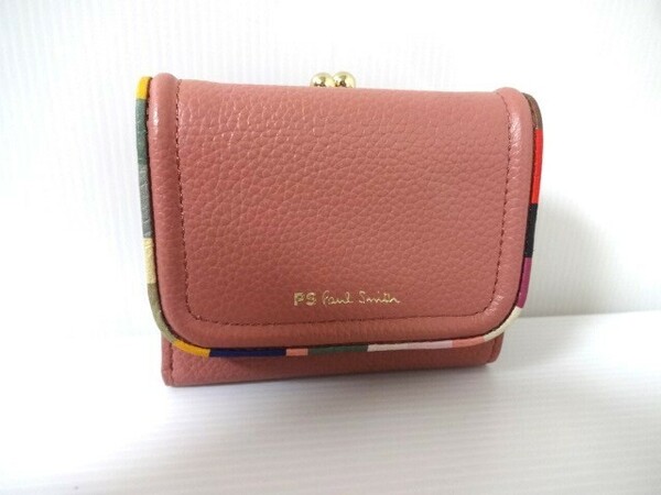 新品 未使用 ポールスミス Paul Smith スワールトリム がま口 3つ折り財布 PAUL SMITH 22AW BWP013　ピンク